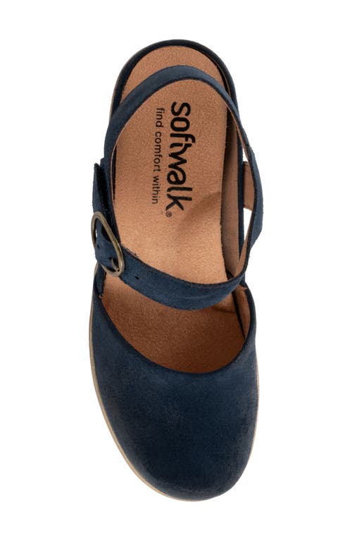 Softwalk ® Mabelle Ankle Strap Platform Clog In Navy Suede