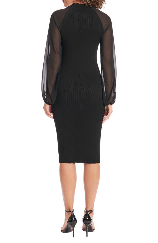 Maggy London Rib Long Sleeve Midi Sweater Dress In Black