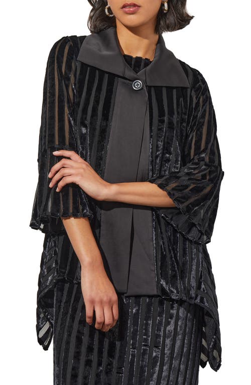 Shop Ming Wang Metallic Stripe High-low Jacket In Black/silver