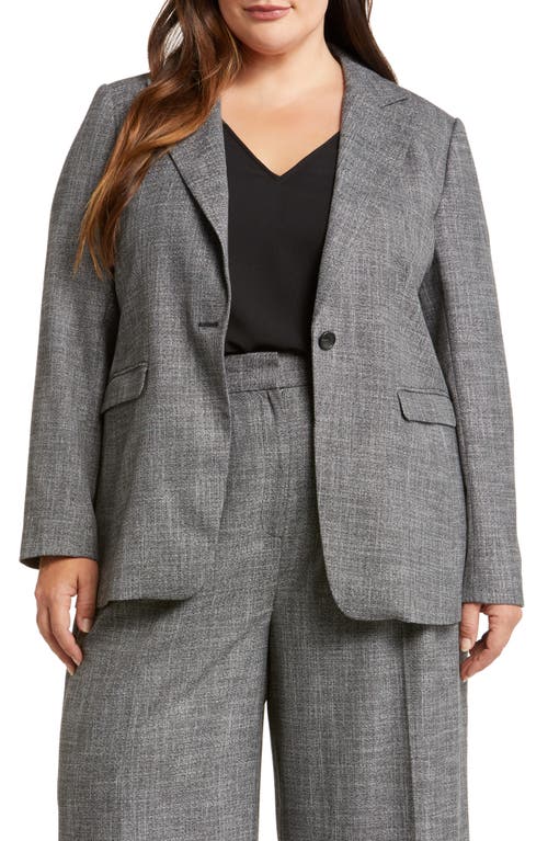 Nordstrom Textured One-Button Blazer in Black- Ivory Suit Texture at Nordstrom, Size 3X