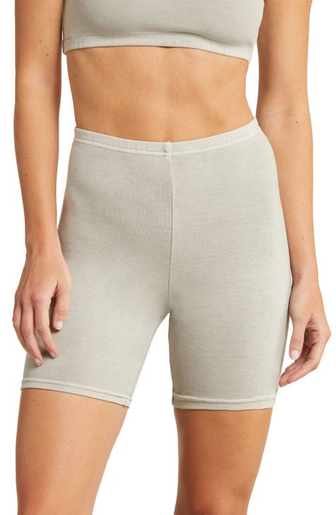 Womens Grey Cotton Blend Shorts - Bottoms
