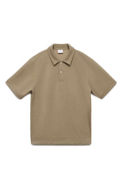 Shop Mango Regular Fit Chunky Knit Polo In Olive Green