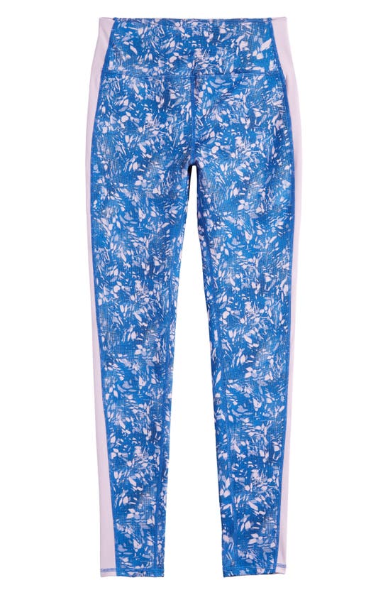 Zella Girl Kids' High Waist Colorblock Leggings In Blue Nautical Mirage Texture