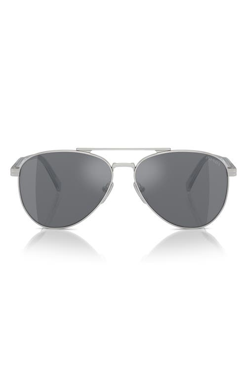 Prada 58mm Pilot Sunglasses In Silver