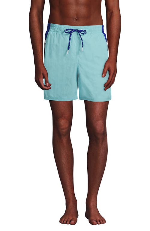 Shop Lands' End 7" Volley Swim Trunks In River Mist Colorblock