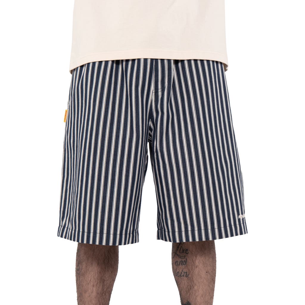 Round Two Easy Stripe Cotton Shorts In Blue