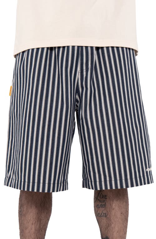 Easy Stripe Cotton Shorts in Navy