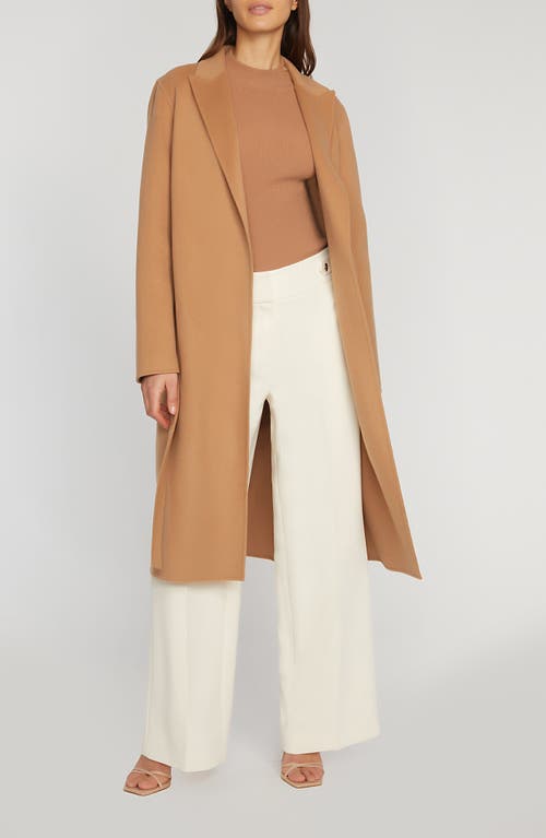 Elie Tahari The Nora Wool Wrap Coat In Fossil Brown