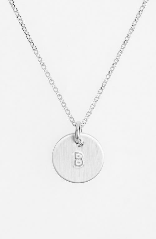Sterling Silver Initial Mini Disc Necklace in Sterling Silver B