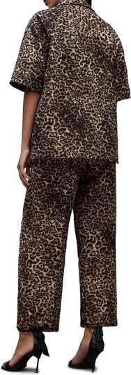 ALLSAINTS Leopard Print Stirrup Leggings in Brown