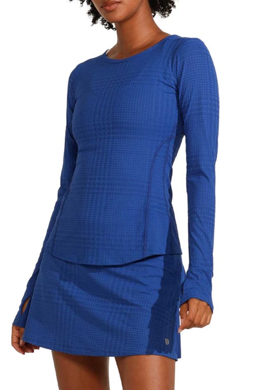 Powerful Houndstooth Long Sleeve Top in Blue