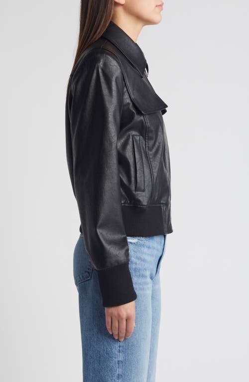 Shop Sam Edelman Flap Pocket Faux Leather Bomber Jacket In Black