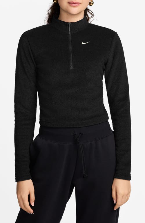 Shop Nike Phoenix Plush Fleece Half Zip Pullover In Black/sail