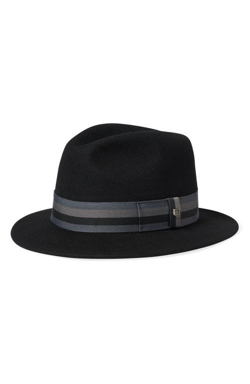 Shop Brixton Roma Wool Felt Fedora In Black/grey Charcoal