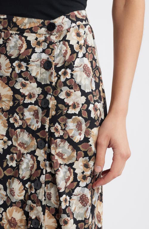 Shop Nation Ltd Belinda Print Button Midi Skirt In Night Floral