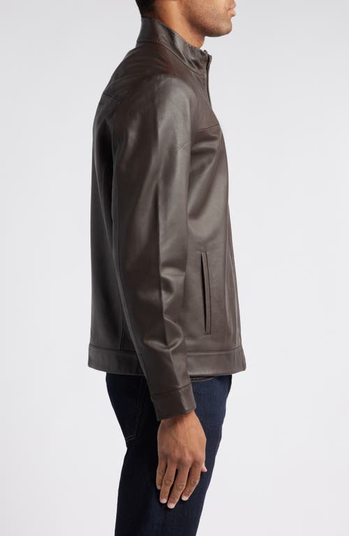 Nordstrom Stand Collar Leather Bomber Jacket In Brown Bean