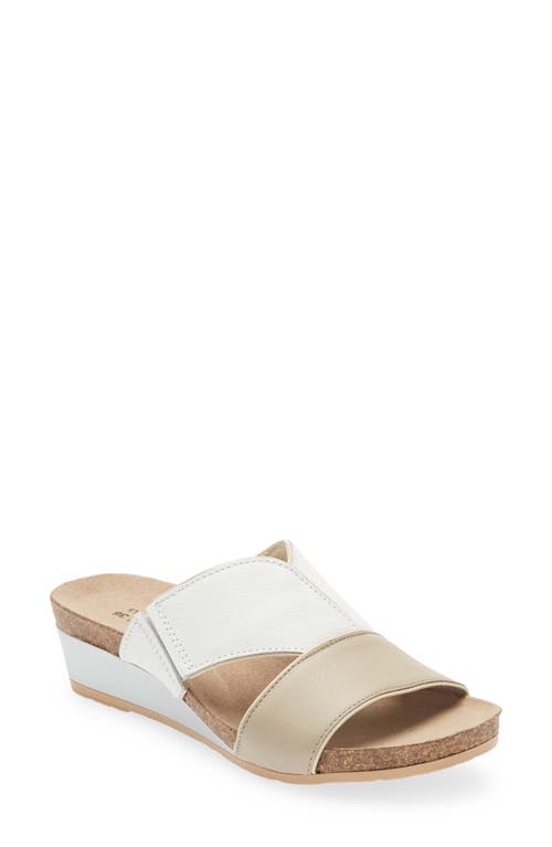Tiara Wedge Sandal in Soft Beige/Soft White Leather