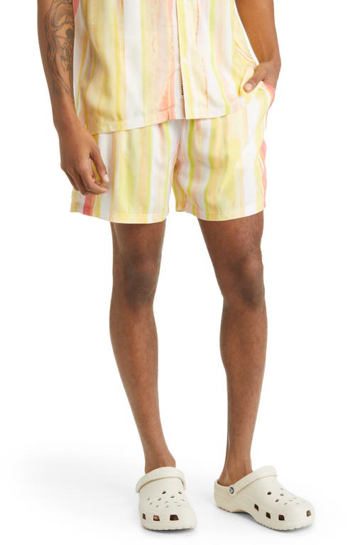Stripe Elastic Waist Shorts in Yellow