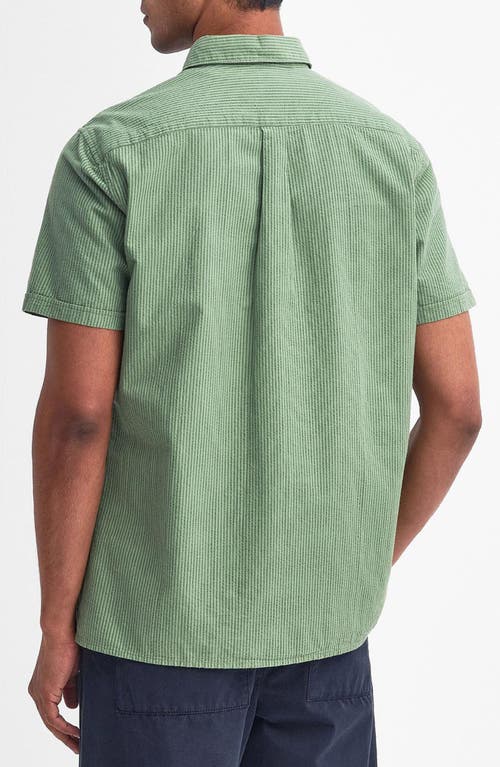 Shop Barbour Thermond Regular Fit Stripe Short Sleeve Seersucker Button-up Shirt In Green