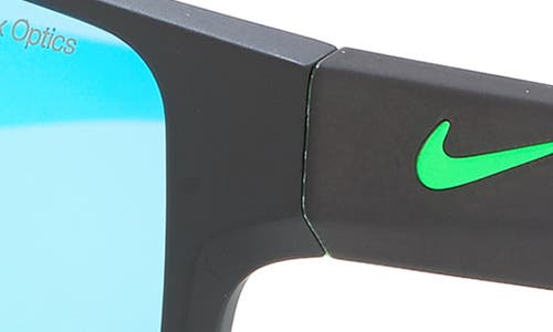 Shop Nike Essential Venture 59mm Square Sunglasses In Matte Black/rage Green Prism