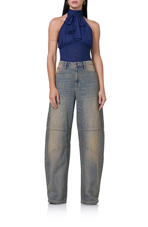 Shop Afrm Ajax Barrel Leg Jeans In Tinted Grunge Wash