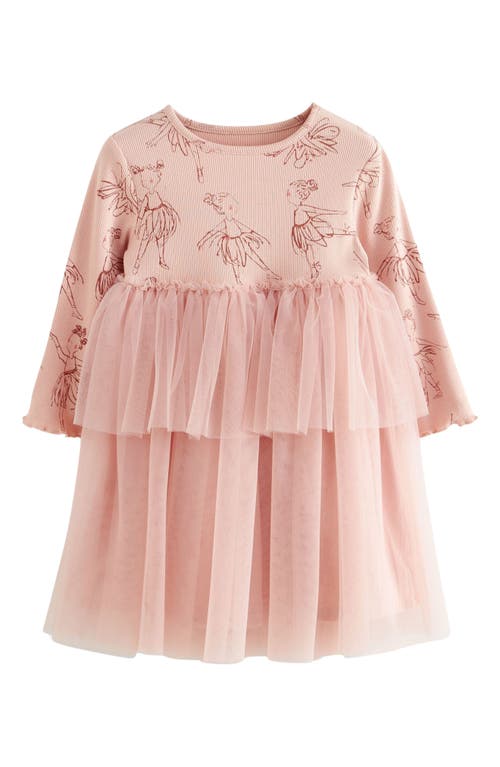 NEXT NEXT KIDS' BALLET PRINT LONG SLEEVE TULLE DRESS 