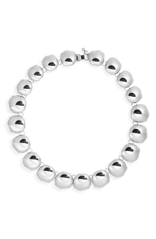 Molten Orb Collar Necklace in Rhodium