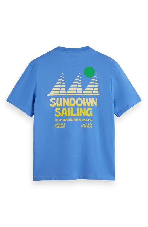 Shop Scotch & Soda Sailing Artwork Cotton Graphic T-shirt In Navy