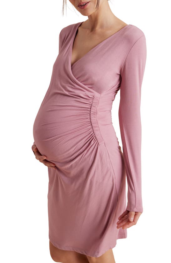 Shop A Pea In The Pod Long Sleeve Faux Wrap Maternity Dress In Nostalgia Rose