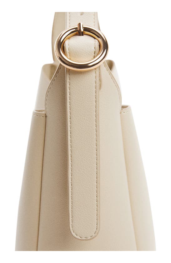 Shop Mango Statement Buckle Faux Leather Hobo Bag In Off White