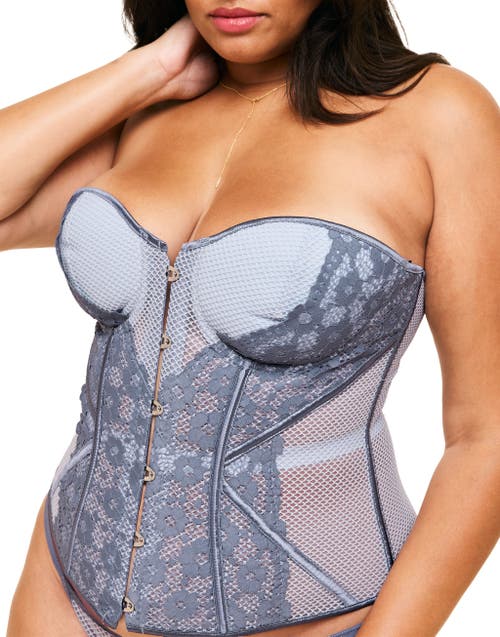 Adore Me Padma Sweetheart Corset & G-string Set In Dark Grey