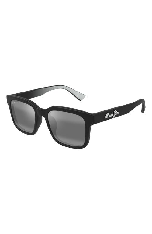 Maui Jim Opiopio Af 54mm Polarizedplus2® Rectangular Sunglasses In Matte Black W/gradient Effect