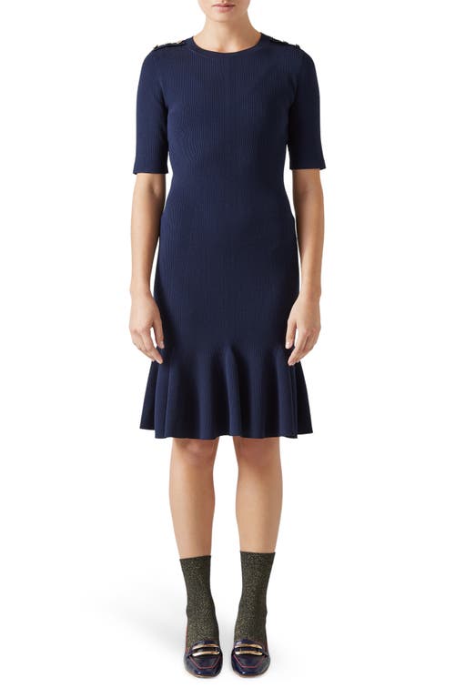 LK Bennett Annmarie Ribbed Sweater Dress Midnight at Nordstrom,