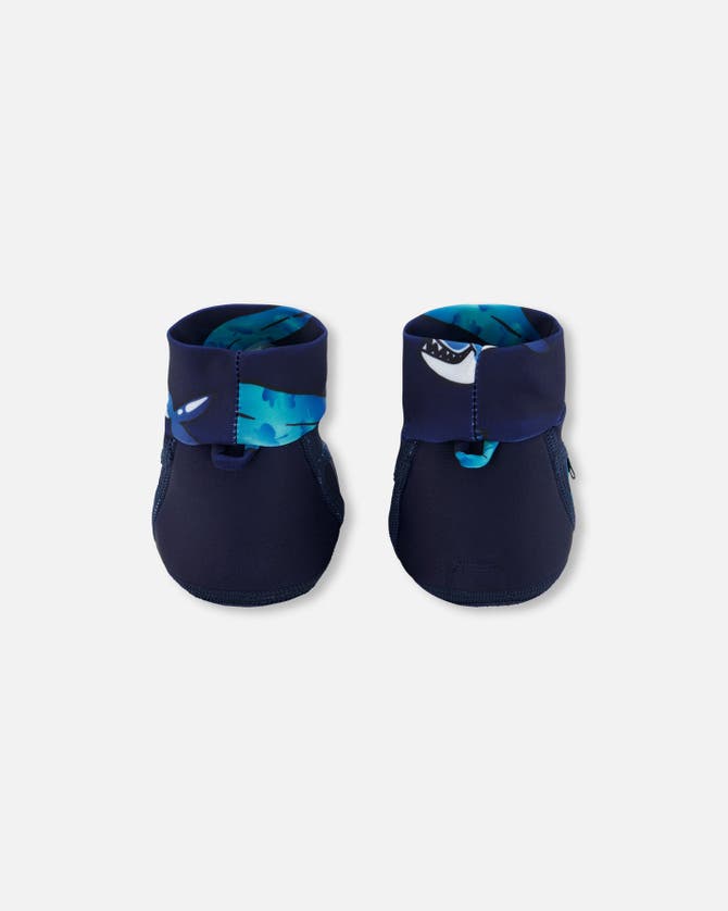 Shop Deux Par Deux Boy's Water Shoes Shark Print Navy