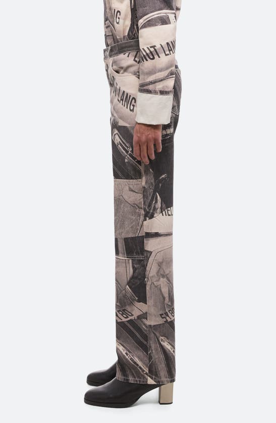 Shop Helmut Lang Collage Print Organic Cotton Denim Baggy Jeans In Aop Black/ White - 1yx