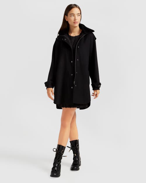 Shop Belle & Bloom Heavy Hearted Detachable Hooded Coat In Black