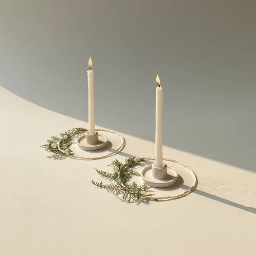 Osmos Studio Whirl Ceramic Candle Holder In Matte White