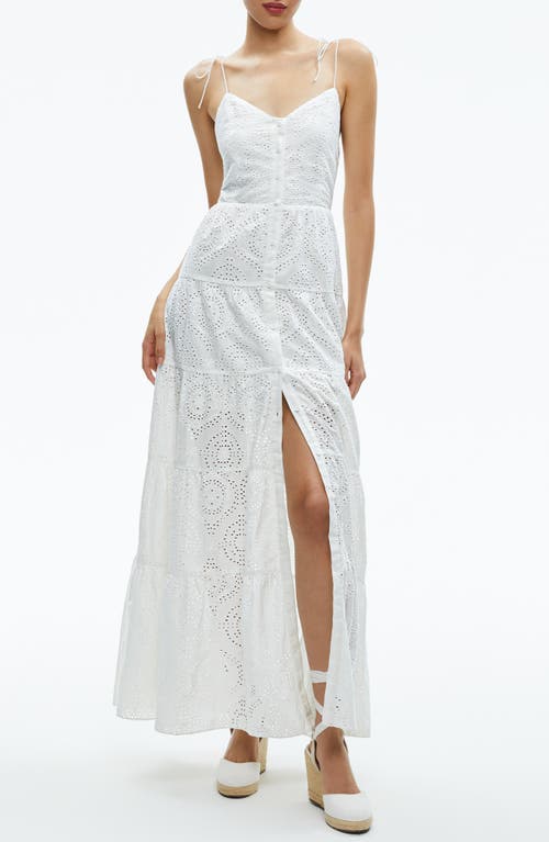 Shop Alice And Olivia Alice + Olivia Shantella Cotton Eyelet Maxi Dress In Off White