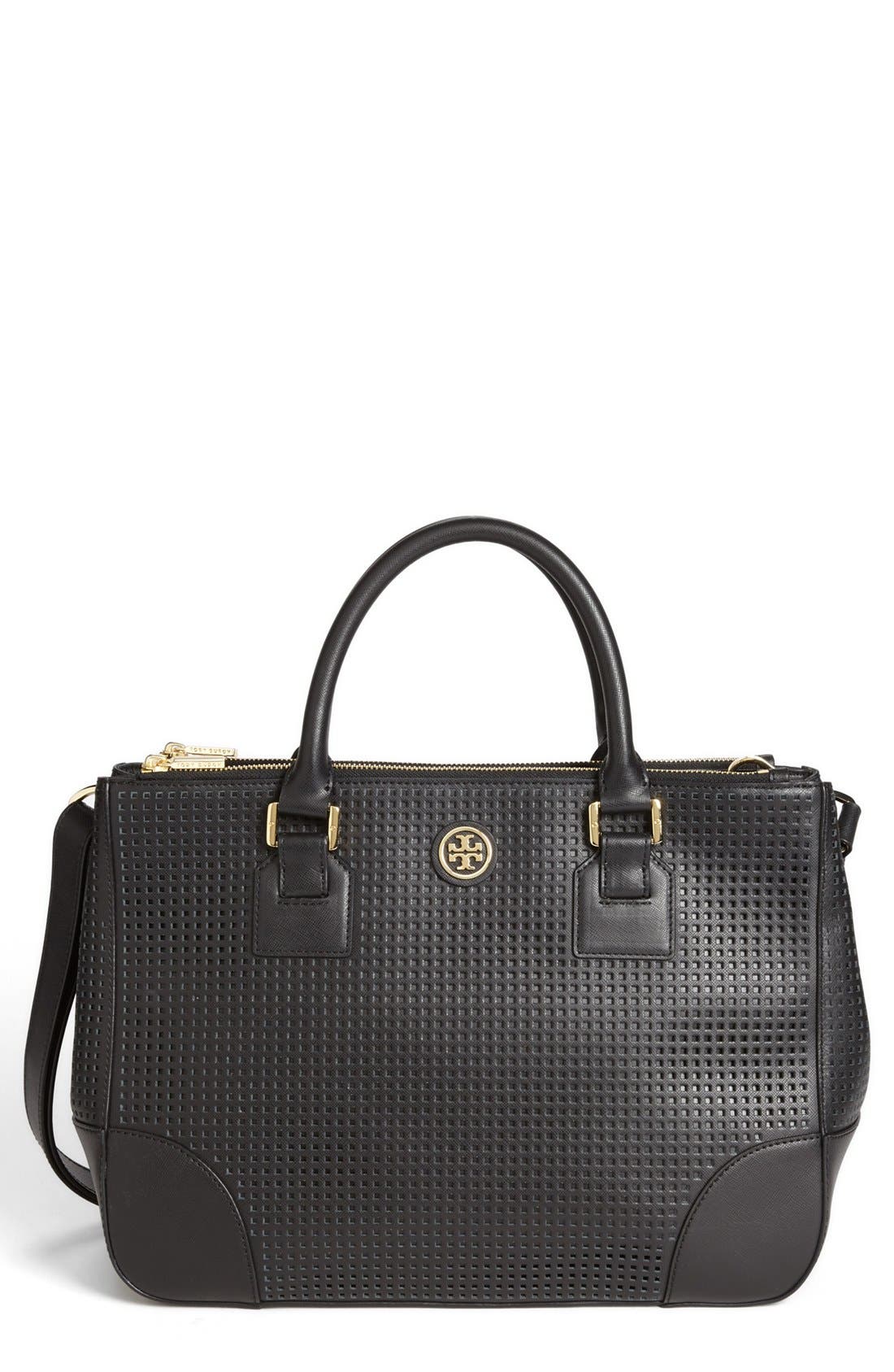 perforated leather tote
