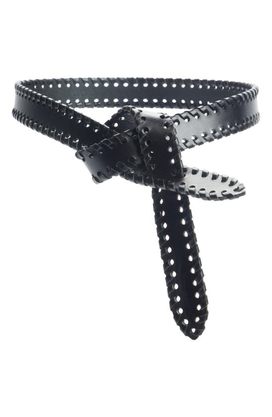 ISABEL MARANT LECCE WHIPSTITCH KNOTTED LEATHER BELT