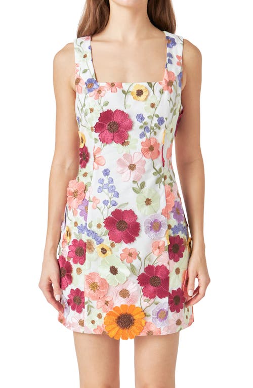 Endless Rose Floral Embroidered Minidress In White