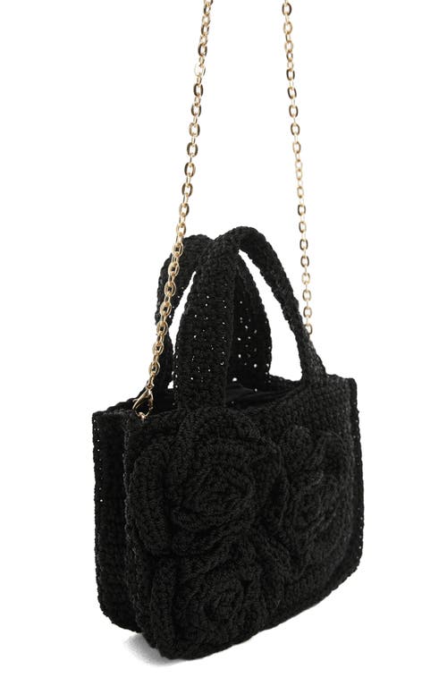 MANGO Crochet Top Handle Bag in Black at Nordstrom