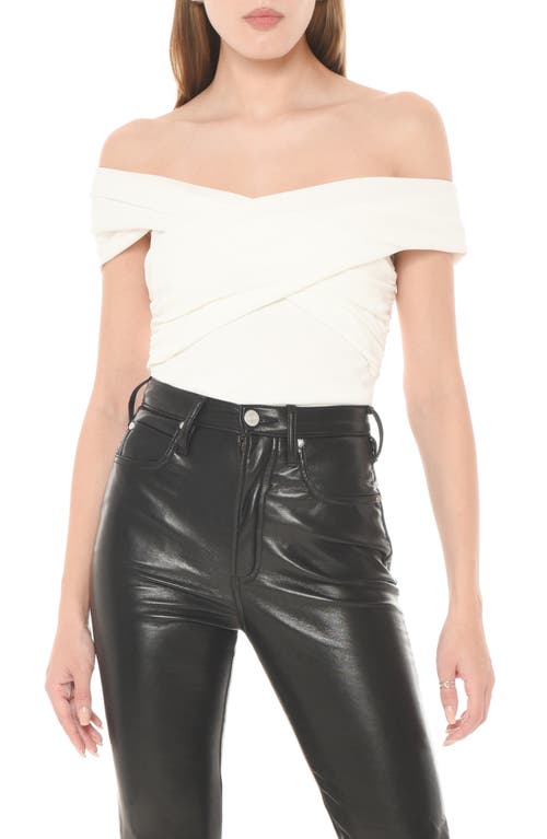 WAYF Crossover Off the Shoulder Bodysuit Ivory at Nordstrom,