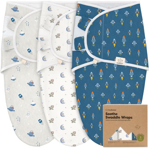 Keababies Kids'  3-pack Soothe Swaddle Wraps In Blue