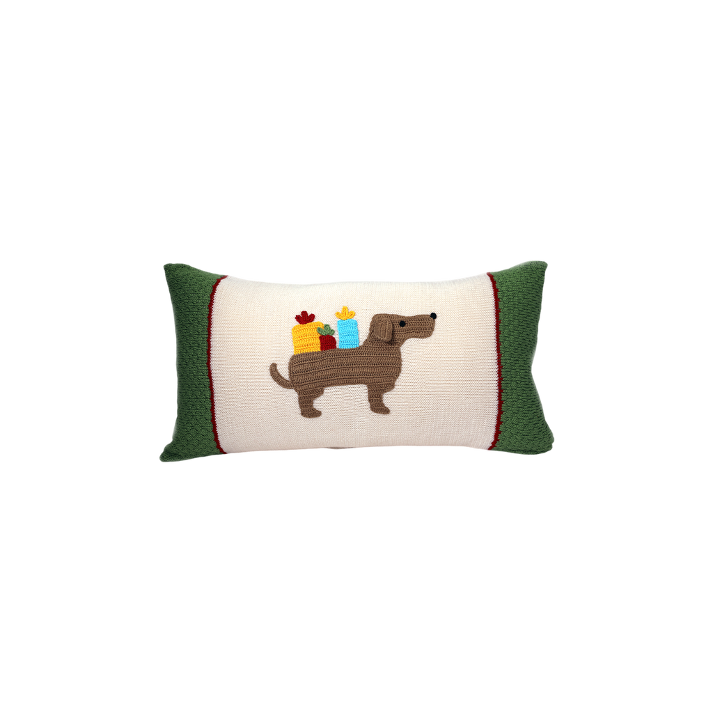 Melange Collection Dachshund Lumbar Pillow In Green