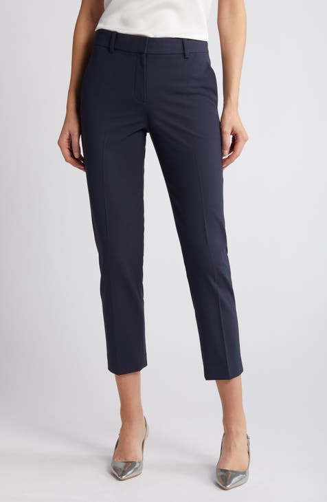 Marble Ankle Grazer Crop Trousers Navy