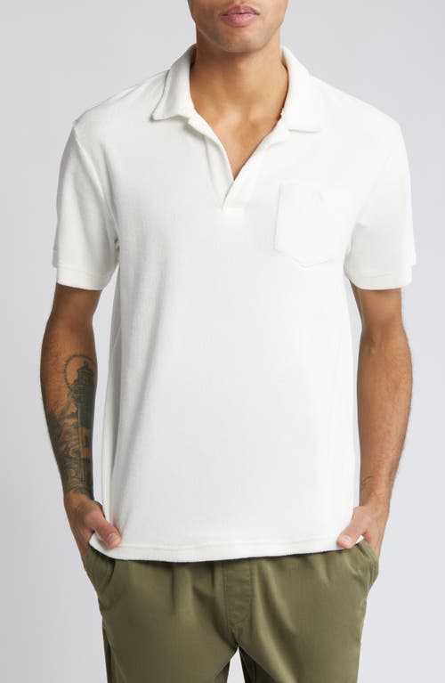 Johnny Collar Terry Cloth Polo in White