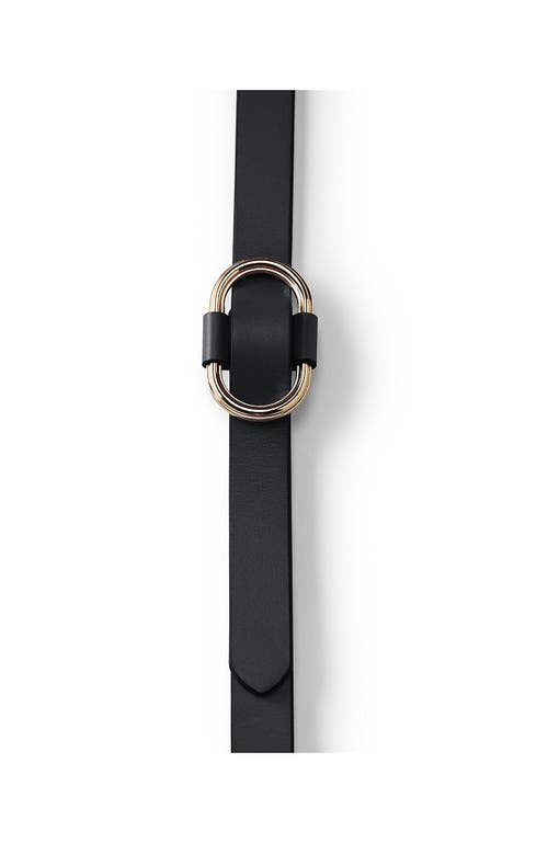 Lands' End Adjustable Skinny Leather Belt In Black