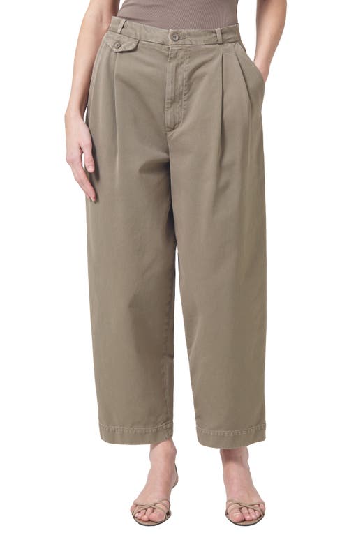 Agolde Becker Pleated Relaxed Fit Twill Chinos In Bark