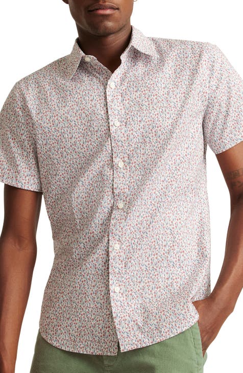 Riviera Floral Short Sleeve Stretch Cotton Button-Up Shirt
